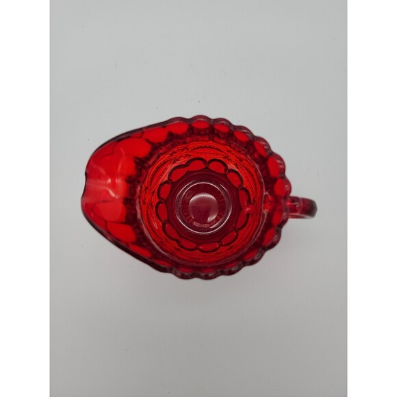 Red Glass Eye Winker Pattern Creamer Mosser USA Small Pitcher - Picture 5 of 12